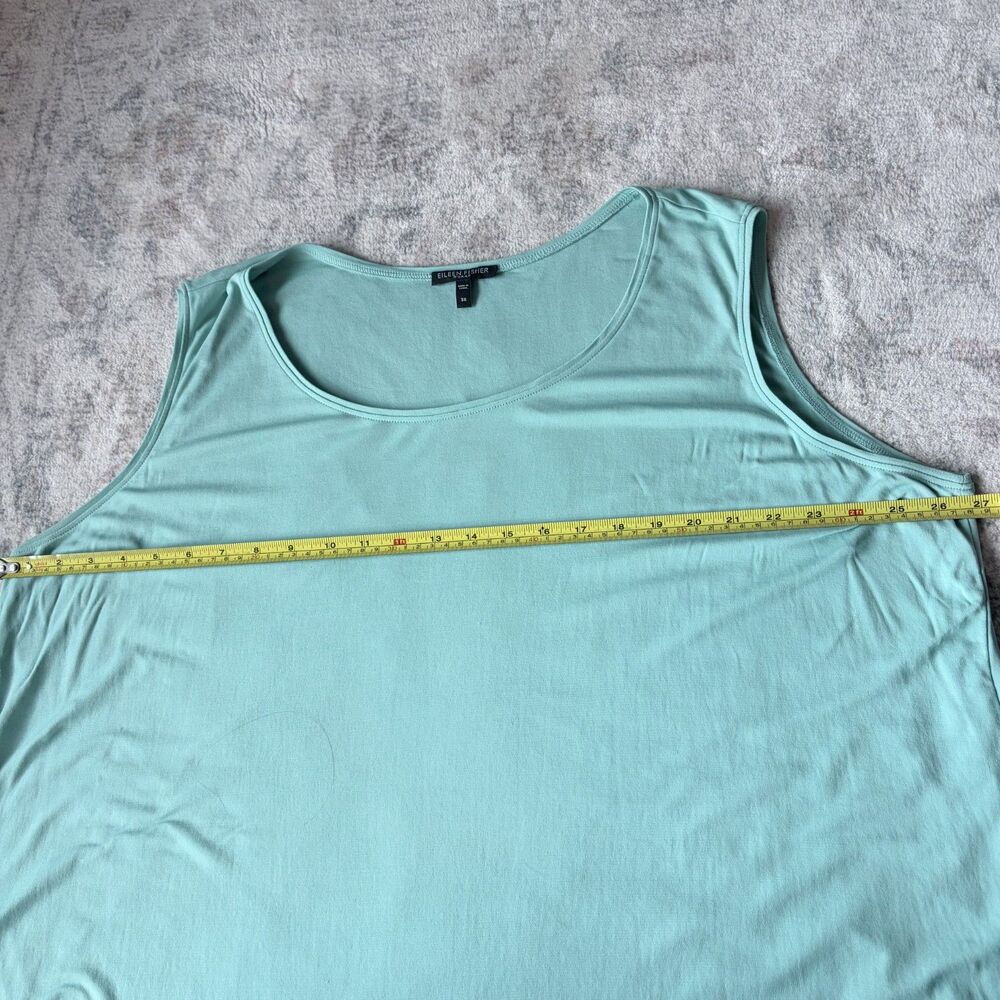 Eileen Fisher 2pc Set Draped Knit Cardigan Jacket & Silk Tank Top Blue Green 3X - Picture 6 of 8